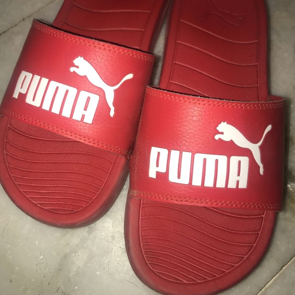 PUMA UNISEX RED AND WHITE PRINTED POPCAT SLIDERS♥️ - Picture 6 of 7